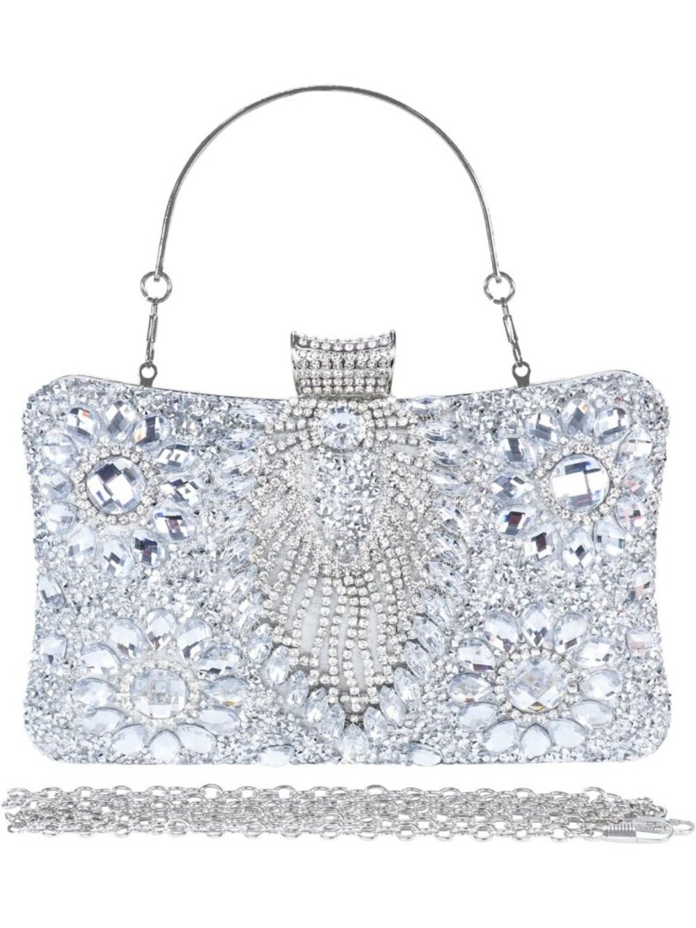Glamorous Rhinestone Crystal Clutch Evening Bag with Chain Strap - Perfect for